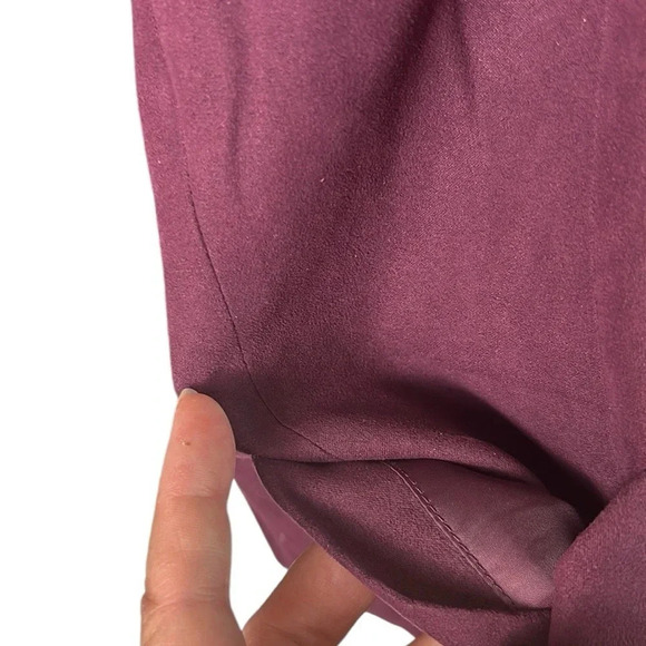 Burgundy suede look blazer ,women size  18,open front,boxy,notch lapel,career,EC - Picture 5 of 9